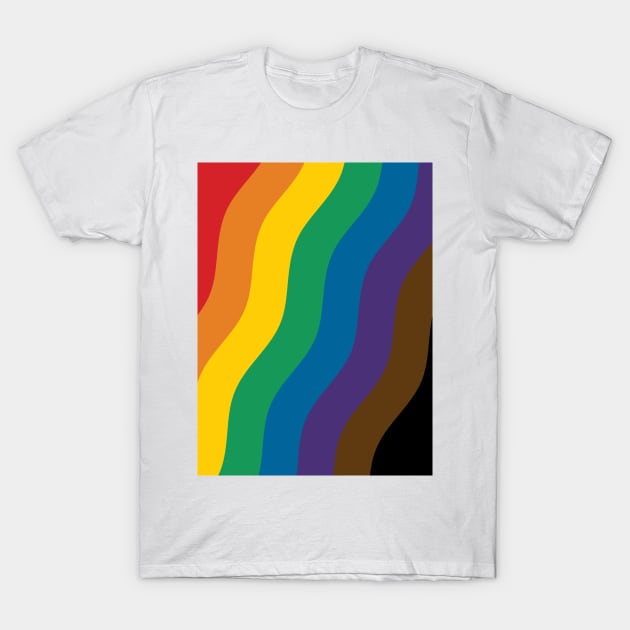 Philadelphia Rainbow Pride Flag (Proud LGBTQ+ Community Pride Flag) Slanted Wave Version T-Shirt by Teeworthy Designs